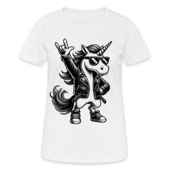 Rock, Rocker, Rock Musik, Heavy Metal, Rock Hand - Frauen T-Shirt atmungsaktiv - Weiß - Vorne - AI Model Female 172 dark (172cm)