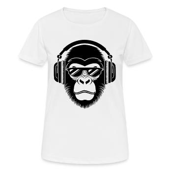 Rebellious Monkey Head DJ Grooves Underground Shirt - Women's Breathable T-Shirt - white - Front - AI Model Female 172 dark (172cm)