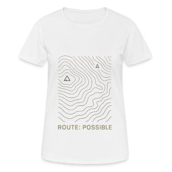 Route Possible – Topographic Outdoor Design - Women's Breathable T-Shirt - white - Front - AI Model Female 172 dark (172cm)