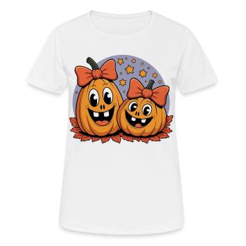 Pumpkin duo with bows cartoon - Women's Breathable T-Shirt - white - Front - AI Model Female 172 dark (172cm)