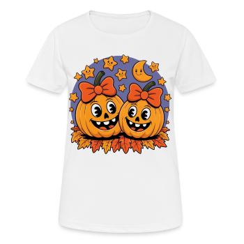Funny Halloween pumpkins with bows - Women's Breathable T-Shirt - white - Front - AI Model Female 172 dark (172cm)