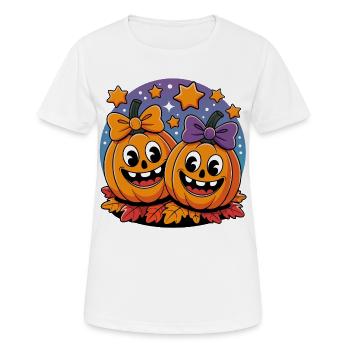 Kürbisduo im Sternenhimmel - Frauen T-Shirt atmungsaktiv - Weiß - Vorne - AI Model Female 172 dark (172cm)