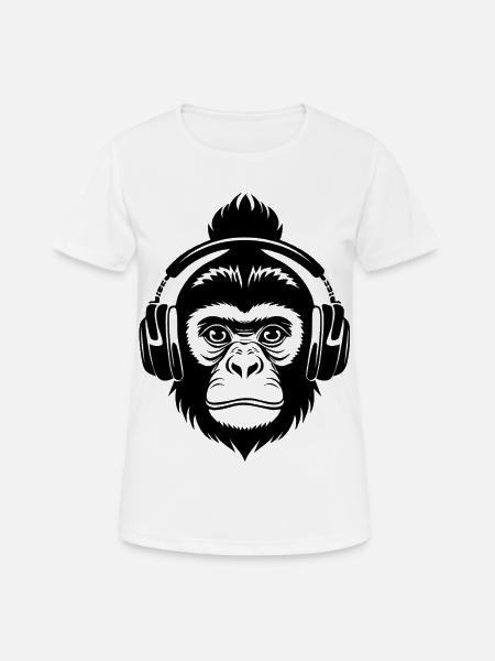 Affenkopf Plattenspieler Vinyl Fan Klub Shirt - Frauen T-Shirt atmungsaktiv - Weiß