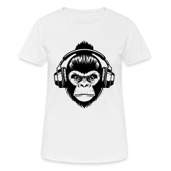 Stiller Affenkopf Kopfhörer Zen Edition Shirt - Frauen T-Shirt atmungsaktiv - Weiß - Vorne - AI Model Female 172 dark (172cm)