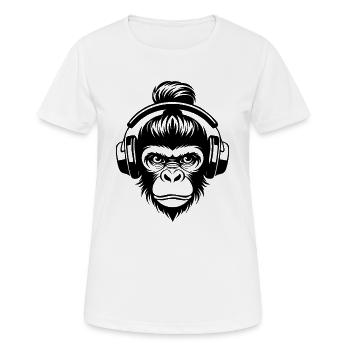 Stiller Affenkopf Kopfhörer Zen Edition Shirt - Frauen T-Shirt atmungsaktiv - Weiß - Vorne - AI Model Female 172 dark (172cm)