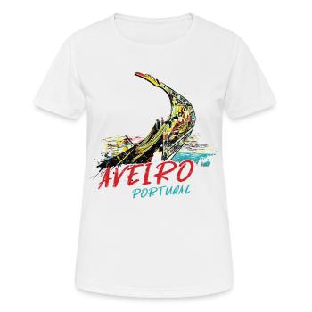 Colorful bow moliceiro boat lagoon of Aveiro - Women's Breathable T-Shirt - white - Front - AI Model Female 172 dark (172cm)