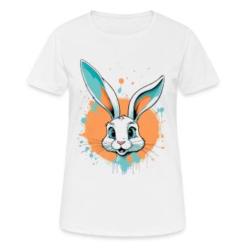 Hasenkopf mit Farbspritzern - Frauen T-Shirt atmungsaktiv - Weiß - Vorne - AI Model Female 172 dark (172cm)