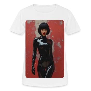 T-shirt Noir Femme - Frauen T-Shirt atmungsaktiv - Weiß - Vorne - AI Model Female 172 dark (172cm)
