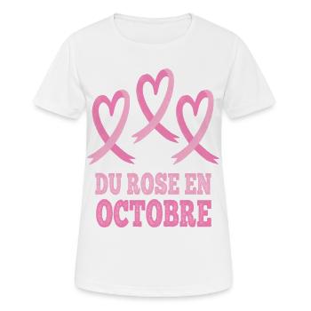 Du Rose en Octobre Sensibilisation cancer - T-shirt respirant Femme - blanc - Devant - AI Model Female 172 dark (172cm)