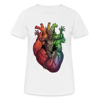 Herzmonster im Regenbogensturm - Frauen T-Shirt atmungsaktiv - Weiß - Vorne - AI Model Female 172 dark (172cm)