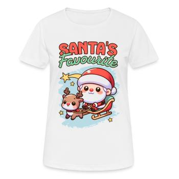 Christmas Outfit mit Weihnachtsmann und Rentier - Frauen T-Shirt atmungsaktiv - Weiß - Vorne - AI Model Female 172 dark (172cm)