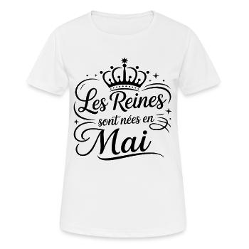 Les Reines sont nées en mai Anniversaire - T-shirt respirant Femme - blanc - Devant - AI Model Female 172 dark (172cm)