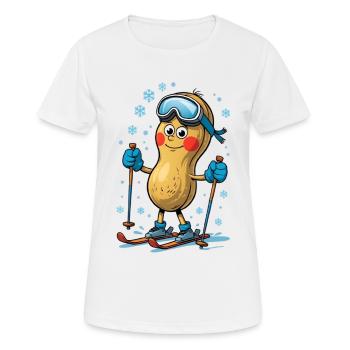 Erdnuss Skifahrer mit Ski - Frauen T-Shirt atmungsaktiv - Weiß - Vorne - AI Model Female 172 dark (172cm)