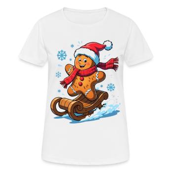 Gingerbread man on the sleigh - Women's Breathable T-Shirt - white - Front - AI Model Female 172 dark (172cm)