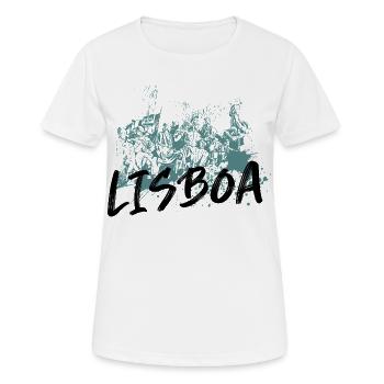 Monument Discoveries Lisbon blue illustration - Women's Breathable T-Shirt - white - Front - AI Model Female 172 dark (172cm)
