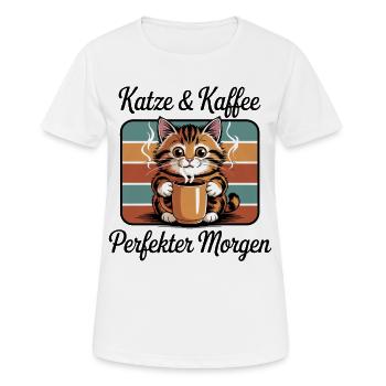 Cat Coffee Retro Coffee Break - Women's Breathable T-Shirt - white - Front - AI Model Female 172 dark (172cm)
