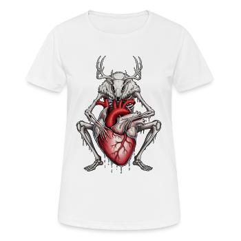 Cerf anatomique avec cœur saignant - T-shirt respirant Femme - blanc - Devant - AI Model Female 172 dark (172cm)
