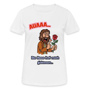 AUA Die Rose hat mich gebissen - Frauen T-Shirt atmungsaktiv - Weiß - Vorne - AI Model Female 172 dark (172cm)