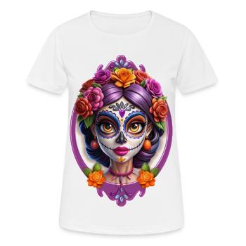 Mexikanischer Dia de Muertos Zuckerschädel - Frauen T-Shirt atmungsaktiv - Weiß - Vorne - AI Model Female 172 dark (172cm)