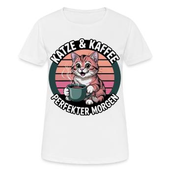 KatzKaffee Morgengruß - Frauen T-Shirt atmungsaktiv - Weiß - Vorne - AI Model Female 172 dark (172cm)