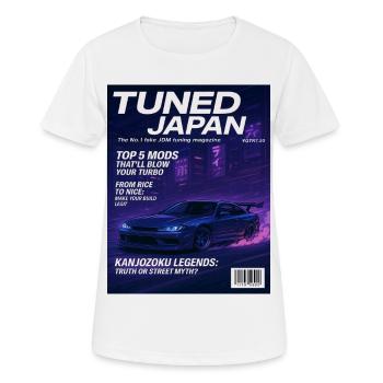 Couverture du magazine Tuned Japan Neon Car - T-shirt respirant Femme - blanc - Devant - AI Model Female 172 dark (172cm)