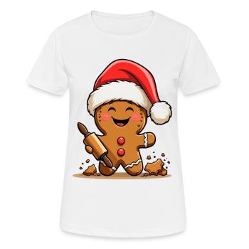 Weihnachts Gingerbread mit Zuckerguss - Frauen T-Shirt atmungsaktiv - Weiß - Vorne - AI Model Female 172 dark (172cm)