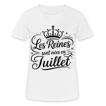 Les Reines sont nées en juillet Anniversaire - T-shirt respirant Femme - blanc - Devant - AI Model Female 172 dark (172cm)
