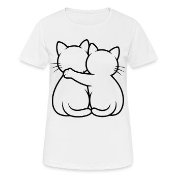 Katzen Umarmung - Frauen T-Shirt atmungsaktiv - Weiß - Vorne - AI Model Female 172 dark (172cm)