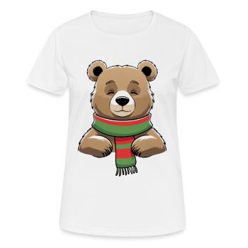 Winterbär mit Schal - Frauen T-Shirt atmungsaktiv - Weiß - Vorne - AI Model Female 172 dark (172cm)