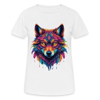Bunter Wolf Kopf - Frauen T-Shirt atmungsaktiv - Weiß - Vorne - AI Model Female 172 dark (172cm)