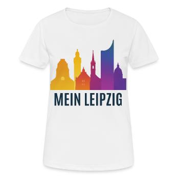 Leipzig Farbverlauf Skyline - Frauen T-Shirt atmungsaktiv - Weiß - Vorne - AI Model Female 172 dark (172cm)
