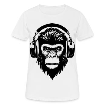 Singe comique avec des mèches et des écouteurs Chemise - T-shirt respirant Femme - blanc - Devant - AI Model Female 172 dark (172cm)