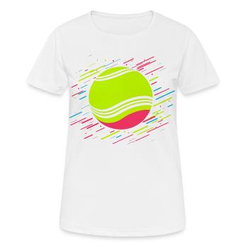 Tennisball Retrowave - Frauen T-Shirt atmungsaktiv - Weiß - Vorne - AI Model Female 172 dark (172cm)