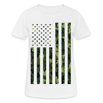 USA Flagge Camo Camouflage Militär Army - Frauen T-Shirt atmungsaktiv - Weiß - Vorne - AI Model Female 172 dark (172cm)