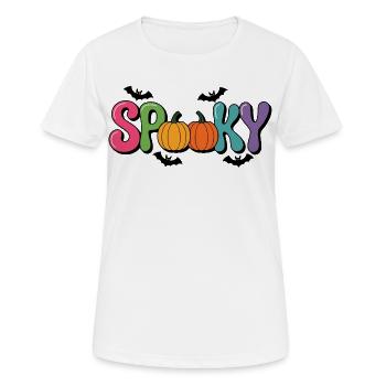 Spooky Halloween Kürbisbuchstaben - Frauen T-Shirt atmungsaktiv - Weiß - Vorne - AI Model Female 172 dark (172cm)