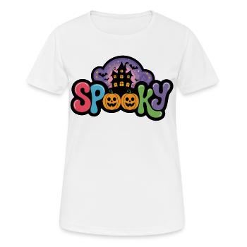 Illustration effrayante de la maison d’Halloween - T-shirt respirant Femme - blanc - Devant - AI Model Female 172 dark (172cm)