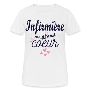Cadeau infirmière personnalisé - super infirmière - T-shirt respirant Femme - blanc - Devant - AI Model Female 172 dark (172cm)