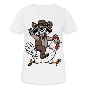 Crazy raccoon and crazy chicken - Women's Breathable T-Shirt - white - Front - AI Model Female 172 dark (172cm)