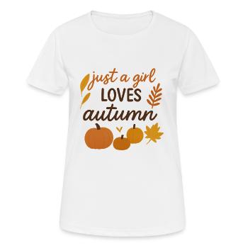 Just a Girl Loves Autumn - Frauen T-Shirt atmungsaktiv - Weiß - Vorne - AI Model Female 172 dark (172cm)