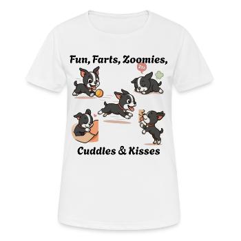 Boston - Spaß, Fürze, Zoomies, Kuscheln & Küsse - Frauen T-Shirt atmungsaktiv - Weiß - Vorne - AI Model Female 172 dark (172cm)