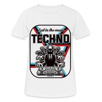 Techno Design – Perdu dans la musique - T-shirt respirant Femme - blanc - Devant - AI Model Female 172 dark (172cm)