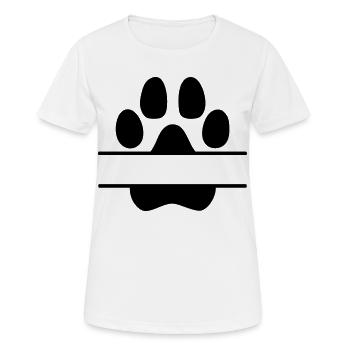 Hundepfoten Namensschild - Frauen T-Shirt atmungsaktiv - Weiß - Vorne - AI Model Female 172 dark (172cm)