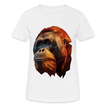 Orange Polygon Orangutan Portrait - Frauen T-Shirt atmungsaktiv - Weiß - Vorne - AI Model Female 172 dark (172cm)