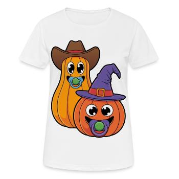 Kürbisduo Halloween Kostüm - Frauen T-Shirt atmungsaktiv - Weiß - Vorne - AI Model Female 172 dark (172cm)