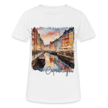 Aquarelle de Copenhague, Copenhague Danemark - T-shirt respirant Femme - blanc - Devant - AI Model Female 172 dark (172cm)