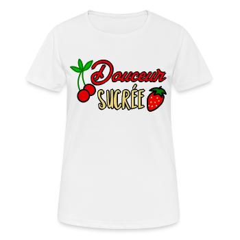 Douceur Sucrée Cerises et Fraises - T-shirt respirant Femme - blanc - Devant - AI Model Female 172 dark (172cm)