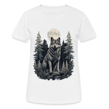 Wolf im Vollmond - Frauen T-Shirt atmungsaktiv - Weiß - Vorne - AI Model Female 172 dark (172cm)