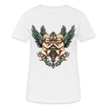 Ailes de chérubin jumeau Orné Heartcrest - T-shirt respirant Femme - blanc - Devant - AI Model Female 172 dark (172cm)