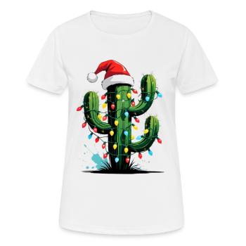 Cactus Christmas with lights - Women's Breathable T-Shirt - white - Front - AI Model Female 172 dark (172cm)