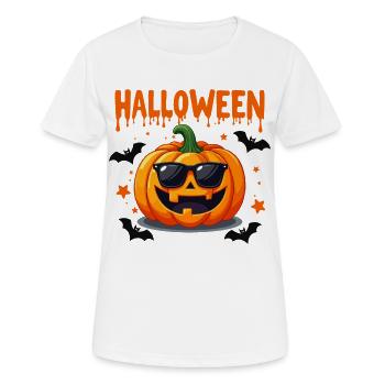 Halloween Kürbis mit Sonnenbrille - Frauen T-Shirt atmungsaktiv - Weiß - Vorne - AI Model Female 172 dark (172cm)